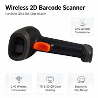 Lecteur de codes-barres 1D 2D sans fil USB, pistolet de lecture portable, transmission sans fil 2.4G, lecture de codes QR, vérificateur de prix, format A4 en stock