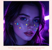 Autocollants de tatouage néon colorés fluorescents effet taches, imperméables, qui brillent sous lumière UV et lumière noire dans l'obscurité, patchs temporaires