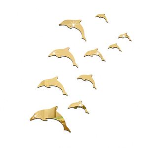 Adhesivos Decorativos de Pared con Espejo Acrílico 3D de Delfines, Combinación Popular, Decoración del Hogar, Autoadhesivos, Removibles - Product Image 1