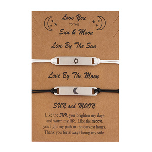 Bracelets en acier inoxydable « Je t'aime jusqu'à la lune et retour » et « Tu es mon rayon de soleil » pour couple, pendentifs soleil et lune - Product Image 6