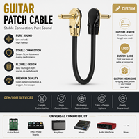 Câble de raccordement pour guitare OEM ODM 6,35 mm (1/4 pouce) à angle droit, plaqué or, pour pédalier d'effets