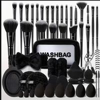 Ensemble de 70 pinceaux de maquillage avec logo personnalisé, kit de nettoyage, trousse à cosmétiques, bandeau, bracelet, éponge, recourbe-cils, vente en gros