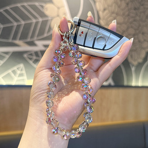 Cadena de teléfono móvil de cristal con cuentas hechas a mano, llavero exquisito femenino, junta de muñeca, cadena corta para teléfono móvil - Product Image 3
