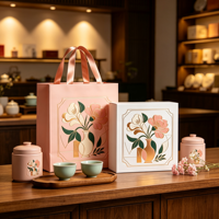 Sac en papier d'art de luxe de haute qualité avec poignée en ruban, emballage de boîte cadeau en carton, boîte à thé haut de gamme, logo personnalisé, image de marque d'entreprise