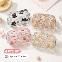 Trousse de Maquillage Transparente en PVC Motif Dessin Animé Mignon, Pochette Cosmétique Kawaii avec Fermeture Éclair Métallique, Organisateur de Voyage Étanche pour Articles de Toilette (Vente en Gros)