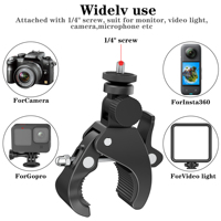 Action-Kamera-Halterung mit Fixierclip für Motorrad und Fahrrad, Kompatibel mit GoPro Hero 13 12 11, Insta360 X5 X4, DJI Osmo Action 6 5 4
