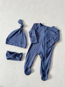 Damier grille bébé à manches longues fermeture éclair barboteuse unisexe bébé fille et enfant en bas âge garçon sommeil pyjamas fabriqué à partir de 95% bambou 5% Spandex - Product Image 6