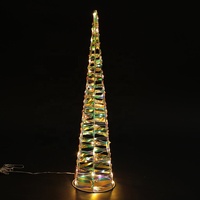 Lampe de table LED en forme de cône irisé avec cadre en fer, effet prismatique, éclairage arc-en-ciel, décoration de Noël pour les fêtes