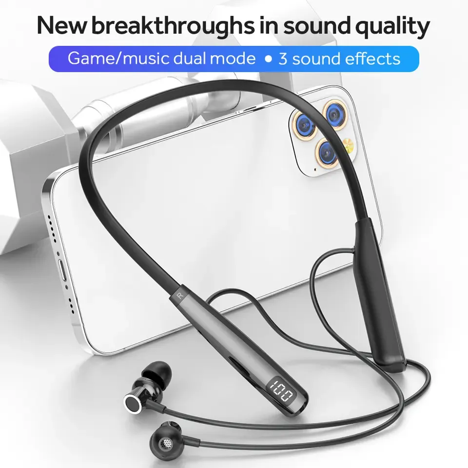 E68 Bluetooth V5.2 Auricolari Cuffie wireless sportive con archetto da collo magnetico con microfono (gradiente E68 Bluetooth V5.2 Auricolari Cuffie wireless sportive con archetto da collo magnetico con microfono (gradiente