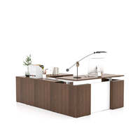 Bureau de direction personnalisé en bois en forme de U, ensemble de table de bureau debout avec tiroir et classeur pour PDG, bureau réglable en hauteur