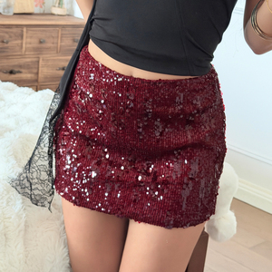 Của Phụ Nữ Sexy Màu Đỏ Sequin Dệt Kim A-Line <span class=keywords><strong>Mini</strong></span> Váy Thường Xuyên Eo Bọc Thiết Kế Câu Lạc Bộ Bên Mặc Mới Bán Buôn Nhà Cung Cấp - Product Image 5
