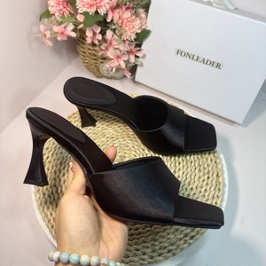 Mules à talons aiguilles en soie de 8 cm pour femmes, style simple, sandales d'été confortables pour l'extérieur, chaussures de soirée pour dames - Product Image 2