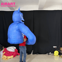 Costume de démon squelette gonflable bleu de qualité commerciale, réaliste, pour événements d'Halloween
