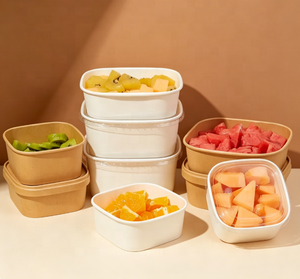 Ciotola Quadrata in Carta Kraft Biodegradabile di Alta Qualità, Ecologica, Personalizzabile con Logo, per Servire e Conservare - Product Image 6