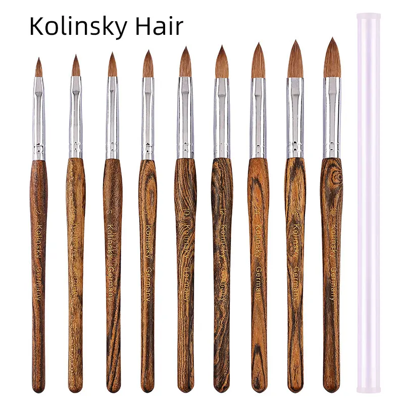 Hochwertiger Nail Art Malpin sel reiner Kolinsky Round Oval Crimped Größe 8 10 12 16 Profession eller Nail Art Pinsel