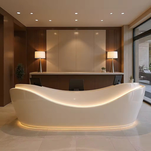 Mostrador de Recepción con Forma de Ola Blanca Exquisito para Locales Comerciales de Primera Clase - Product Image 2