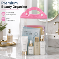 Pochette de maquillage antistatique en PVC transparent avec logo personnalisé, fermeture à bouton, pour les voyages, mascara, parfum, shampoing, lotion, masque facial