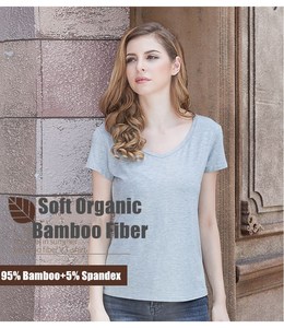 Organic Bamboo Short Sleeve V Neck Ladies Plain T <strong>Shirt</strong> Tops Women <strong>White</strong> Bottom T <strong>Shirts</strong> Custom Printed t <strong>Shirt</strong> Woman Bamboo - Product Image 2