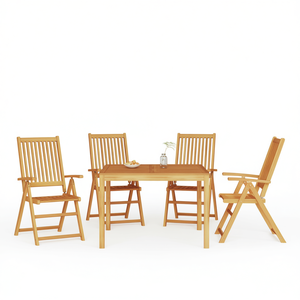 Set da Pranzo da Giardino Pieghevole in Legno Massello di Acacia per 4 Persone, Arredamento da Esterno Stile Rustico - Product Image 1