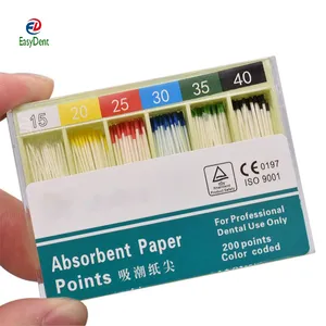 Hot Sales Dental Absorbent Paper Points Root Cancel Endodontic Cotton Fiber Tips Dentist Product #15-#40 200pcs/Box