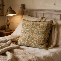 Housse de coussin en lin français motif tournesol - Housse de coussin vintage 100% lin à motifs floraux - Housse décorative rustique imprimée pour canapé