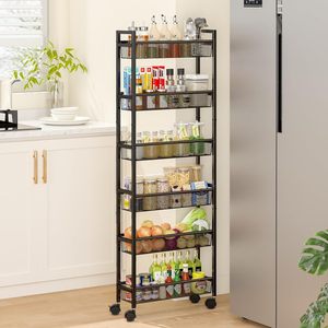 Kitchen Storage Rack Multi Layer Metal Movable Stand For Spice And Vegetable Organizing - Product Image 1