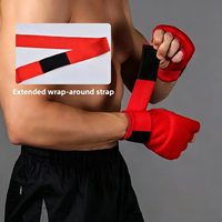 Gants de boxe mi-doigts en polyester pour adultes, bandages enveloppants, équipement de protection professionnel pour le travail au sac et les sports de combat