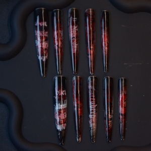 <span class=keywords><strong>Ongles</strong></span> longs à presser faits main de haute qualité, motif dessin animé français, Halloween Horreur Rouge Noir ABS, couvrance totale, avec colle pour les doigts - Product Image 1
