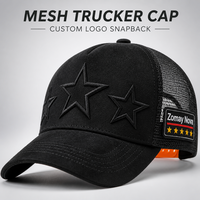 Casquette Trucker OEM 6 Panneaux avec Broderie Personnalisée 5 Étoiles et Logo Latéral pour Grossistes – Usine BSCI, Streetwear, Faible MOQ, Prix Compétitif