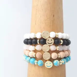 Personalizza i braccialetti di sorriso con perline braccialetti di pietre preziose laviche per aromaterapia con perline di legno