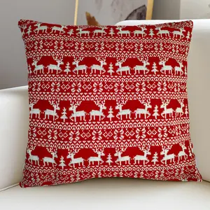 Funda de almohada de punto decorativa personalizada, suéter de granja de Navidad, funda de cojín cuadrada y cálida para sofá, cama