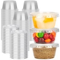 Petits gobelets à sauce jetables en PP/PVC avec couvercles – Contenants alimentaires biodégradables et compostables de qualité alimentaire pour thé et glace