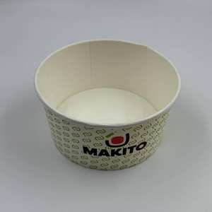 Venta al por Mayor de Tazones de Papel Kraft Blancos Desechables para Envasado de Alimentos con Tapa, Impresión Personalizada - Product Image 2