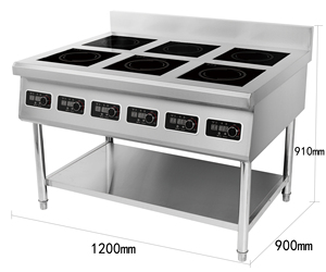 Équipement de cuisine commerciale, cuisinière à induction à 6 brûleurs haute puissance 3500W/5000W, économie d'énergie, pour la restauration AM-TCD601 Commercial - Product Image 3