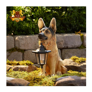 Figura Decorativa De Pastor Alemán En Resina - Color Negro Y Marrón | Colección Leonardo | Estatuilla Canina