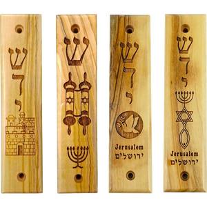 Mezuzá de madera de olivo con rollo de <span class=keywords><strong>Diez</strong></span> Mandamientos decoración religiosa para el hogar para puerta y pared arte de pared de Casa mesiánica judía - Product Image 2