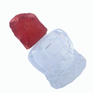 Bouteille en verre taillée au diamant, exquise, avec couvercle en pierre rouge naturelle - Product Image 6