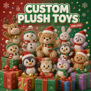 Peluche de Noël personnalisée de haute qualité OEM ODM, adorable poupée en peluche pour les fêtes, idéale pour les articles promotionnels de marque, cadeaux de Noël et boutiques de souvenirs - Product Image 1