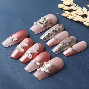 10PCS Luxury Pink Artificial Fingernail Long Short Press On Nails