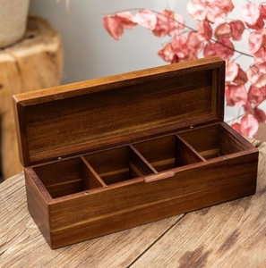 लकड़ी की चाय बैग भंडारण बॉक्स चाय धारक कंटेनर 4 अलग-अलग परतों - Product Image 4