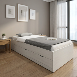 Hot Selling Modern 2256 <b>Single</b> Wooden Panel <b>Bed</b> Frame Platform <b>Bed</b> Nicely Complemented Variety Bedroom Furniture Hotel Hospital - Product Image 2