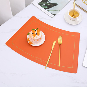 Vente en gros de sets de table en cuir écologiques de style américain en forme d'éventail, imperméables, résistants à l'huile et à la chaleur, YC-0020 Waterproo - Product Image 2