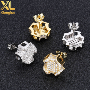Boucles d'oreilles Hip Hop pour hommes en argent S925 véritable, plaqué or 9K et 24K, micro-pavées de zircon couleur D VVS, style Iced Out - Product Image 5