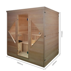 Phòng xông hơi truyền thống bằng gỗ Hemlock trong nhà, dành cho 3-4 người, có lò và đá - Product Image 4