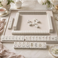 Nouvel ensemble de mahjong de luxe en acrylique et coquille de perle blanche 2026 pour table de jeu, jeu familial d'intérieur, cadeau de fête, style américain