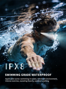 Casque Bluetooth à conduction osseuse HW10 avec lumière d'urgence nocturne pour le <span class=keywords><strong>sport</strong></span>, signal lumineux SOS, étanche IPX8, écouteurs de natation - Product Image 3