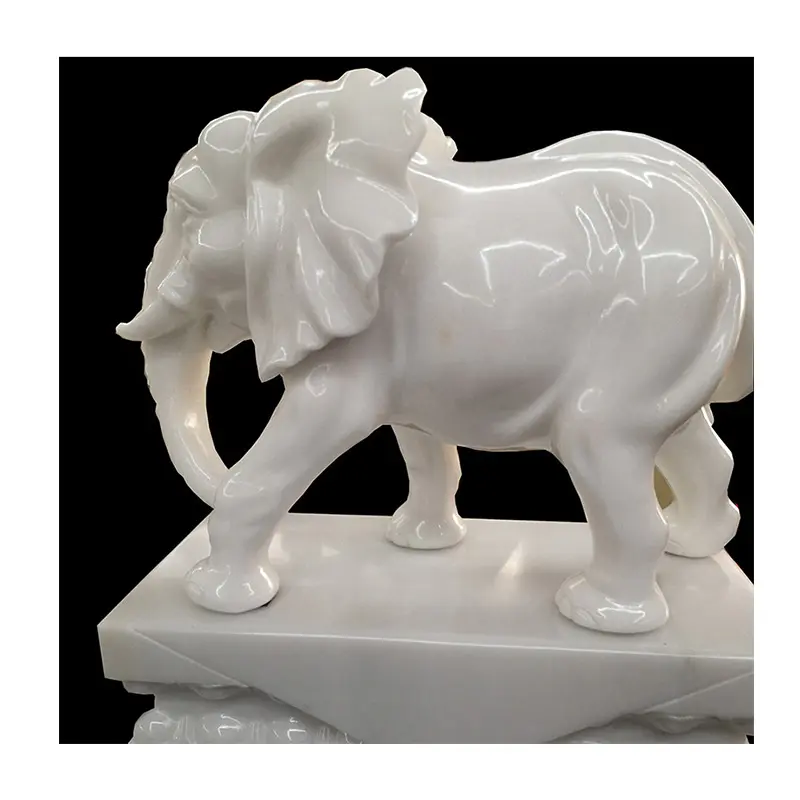 Stenen Handwerk Onyx Olifant Sculptuur Witte Jade Decoratieve Beelden