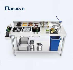 Estación de Bar Comercial de Acero Inoxidable Marupin con Fregadero, Contenedor de Hielo y Mesa de Trabajo para Bartender, para Restaurantes y Hoteles - Product Image 1