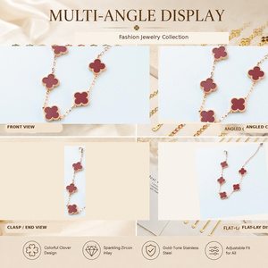 Wholesale Stainless Steel <b>Red</b> Enamel Chain <b>Bracelet</b> Women's Fashion Jewelry Vefiery OEM ODM - Product Image 3