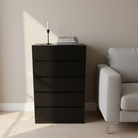 Commode à tiroirs en bois, commode haute pour salon, commode moderne, organisateur de rangement, meuble de rangement, noir